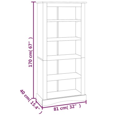 243744 vidaXL Βιβλιοθήκη 5 επιπέδων Μεξικ. Στιλ Corona 81x40x170cm 1 τεμ.