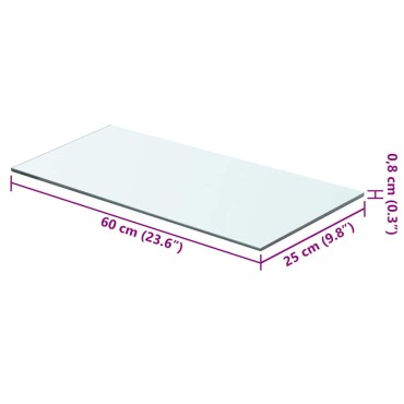 vidaXL Ράφι Πάνελ Διάφανο 60x25cm Γυάλινο 1 τεμ.