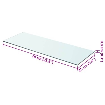 vidaXL Ράφι Πάνελ Διάφανο 70x25cm Γυάλινο 1 τεμ.