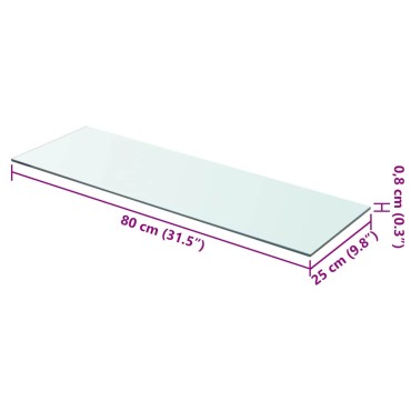 vidaXL Ράφι Πάνελ Διάφανο 80x25cm Γυάλινο 1 τεμ.