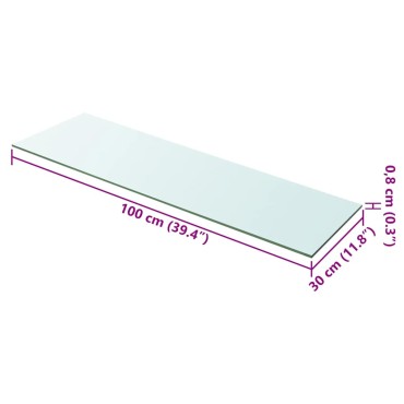 vidaXL Ράφι Πάνελ Διάφανο 100x30cm Γυάλινο 1 τεμ.
