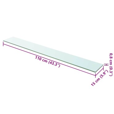 vidaXL Ράφι Πάνελ Διάφανο 110x15cm Γυάλινο 1 τεμ.