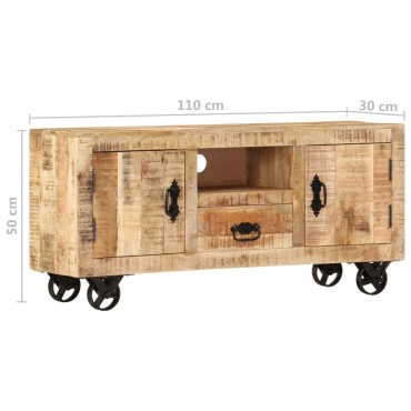 vidaXL Έπιπλο Τηλεόρασης 110x30x50cm από Ακατέργαστο Ξύλο Μάνγκο