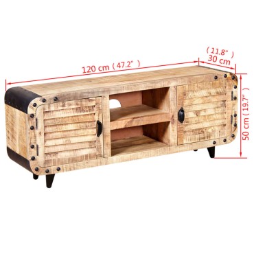 vidaXL Έπιπλο Τηλεόρασης 120x30x50cm από Ακατέργαστο Ξύλο Μάνγκο
