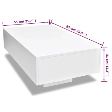 vidaXL Τραπεζάκι Σαλονιού Γυαλιστερό Λευκό 85x55x31cm 1 τεμ.