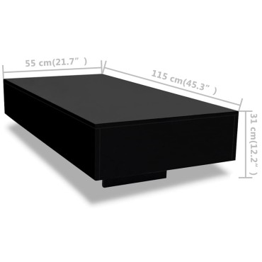 vidaXL Τραπεζάκι Σαλονιού Γυαλιστερό Μαύρο 115x55x31cm 1 τεμ.