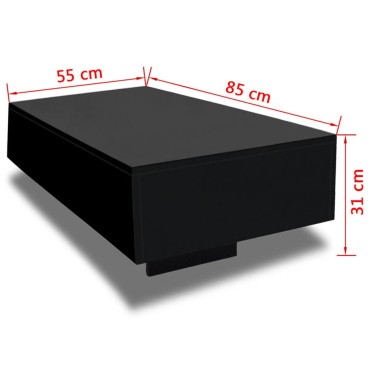 vidaXL Τραπεζάκι Σαλονιού Γυαλιστερό Μαύρο 85x55x31cm 1 τεμ.