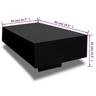 vidaXL Τραπεζάκι Σαλονιού Γυαλιστερό Μαύρο 85x55x31cm 1 τεμ.