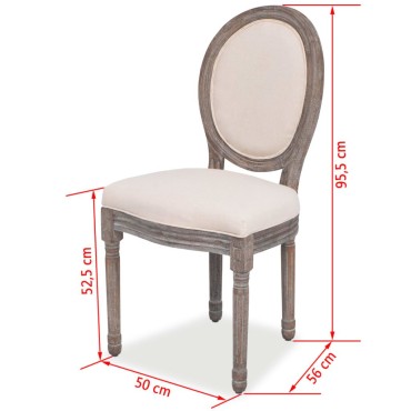 vidaXL Καρέκλες Τραπεζαρίας 4 τεμ. Κρεμ Υφασμάτινες 50x56x95,5cm