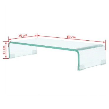vidaXL Βάση Τηλεόρασης/Οθόνης Διάφανη 60x25x11cm Γυάλινη