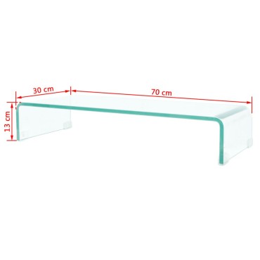 vidaXL Βάση Τηλεόρασης/Οθόνης Διάφανη 70x30x13cm Γυάλινη