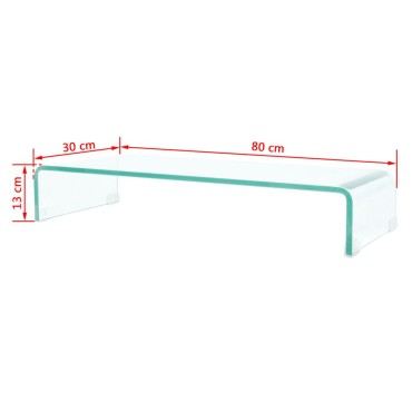 vidaXL Βάση Τηλεόρασης/Οθόνης Διάφανη 80x30x13cm Γυάλινη
