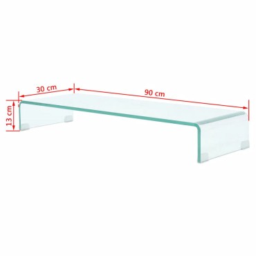 vidaXL Βάση Τηλεόρασης/Οθόνης Διάφανη 90x30x13cm Γυάλινη