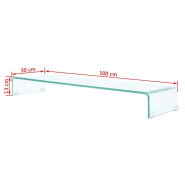 vidaXL Βάση Τηλεόρασης/Οθόνης Διάφανη 100x30x13cm Γυάλινη