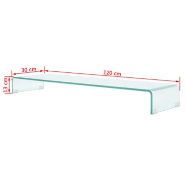 vidaXL Βάση Τηλεόρασης/Οθόνης Διάφανη 120x30x13cm Γυάλινη