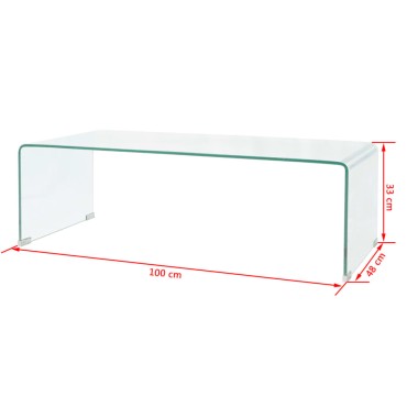 vidaXL Τραπεζάκι Σαλονιού Διάφανο 98x45x30cm από Ψημένο Γυαλί 1 τεμ.