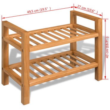 vidaXL Παπουτσοθήκη με 2 Ράφια 50x27x40cm από Μασίφ Ξύλο Δρυός