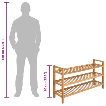 vidaXL Παπουτσοθήκη με 3 Ράφια 100x27x60cm Μασίφ Ξύλο Δρυός