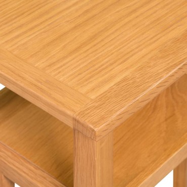 vidaXL Τραπέζι Βοηθητικό με Ράφι 27x35x55cm Μασίφ Ξύλο Δρυός 1 τεμ.