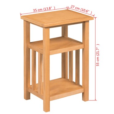 vidaXL Τραπέζι Βοηθητικό με Ράφι 27x35x55cm Μασίφ Ξύλο Δρυός 1 τεμ.