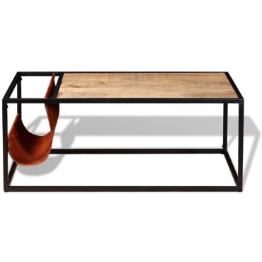 vidaXL Τραπεζάκι Σαλονιού 110x50x45cm με Δερμάτινη Θήκη Περιοδικών 1 τεμ.