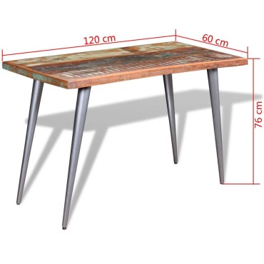vidaXL Τραπεζαρία 120x60x76cm από Μασίφ Ανακυκλωμένο Ξύλο 1 τεμ.
