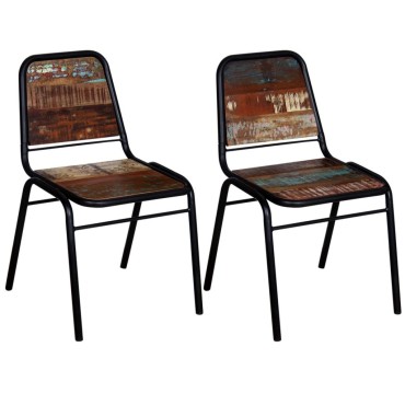 vidaXL Καρέκλες Τραπεζαρίας 2 τεμ. από Μασίφ Ανακυκλωμένο Ξύλο 44x59x89cm
