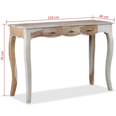 vidaXL Κονσόλα Τραπέζι με 3 Συρτάρια 110x40x76cm Μασίφ Ξύλο Sheesham 1 τεμ.