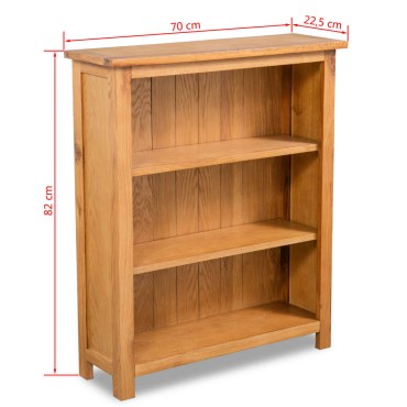 vidaXL Βιβλιοθήκη με 3 Επίπεδα 70x22,5x82cm από Μασίφ Ξύλο Δρυός 1 τεμ.