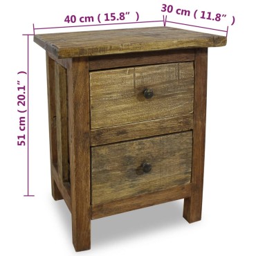 vidaXL Κομοδίνο 40x30x51cm από Μασίφ Ξύλο Μαόνι 1 τεμ.