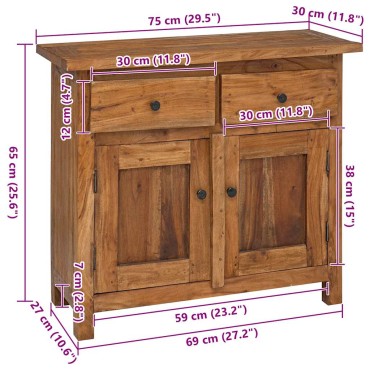 vidaXL Συρταριέρα 75x30x65cm από Μασίφ Ξύλο Μαόνι 1 τεμ.