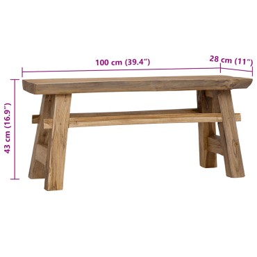 vidaXL Παγκάκι 100x28x43cm από Μείγμα Ανακυκλωμένων Ξύλων/Μασίφ teak 1 τεμ.