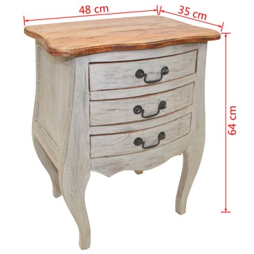 vidaXL Κομοδίνο 48x35x64cm από Μασίφ Μαόνι 1 τεμ.