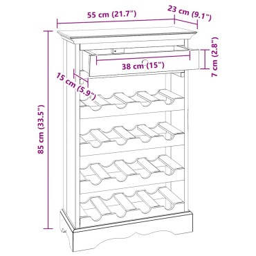 vidaXL Ραφιέρα/Σταντ Κρασιών 55x23x85cm Μασίφ Μαόνι 1 τεμ.