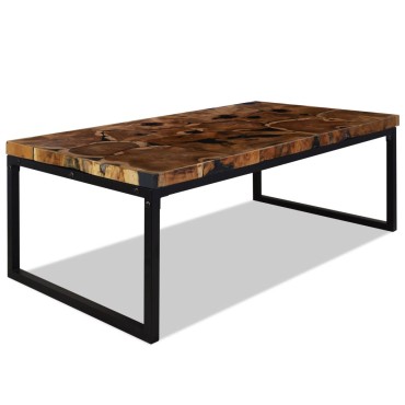 vidaXL Τραπεζάκι Σαλονιού 110x60x40cm από Ξύλο Teak και Ρητίνη 1 τεμ.