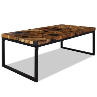 vidaXL Τραπεζάκι Σαλονιού 110x60x40cm από Ξύλο Teak και Ρητίνη 1 τεμ.