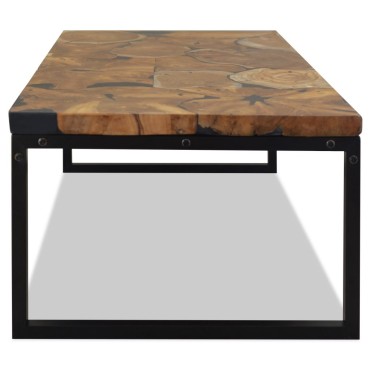 vidaXL Τραπεζάκι Σαλονιού 110x60x40cm από Ξύλο Teak και Ρητίνη 1 τεμ.