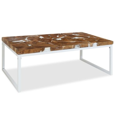vidaXL Τραπεζάκι Σαλονιού 110x60x40cm από Ξύλο Teak και Ρητίνη 1 τεμ.