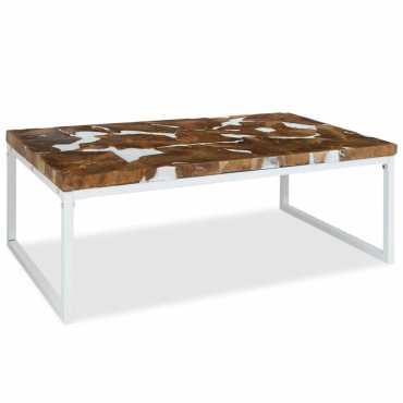 vidaXL Τραπεζάκι Σαλονιού 110x60x40cm από Ξύλο Teak και Ρητίνη 1 τεμ.