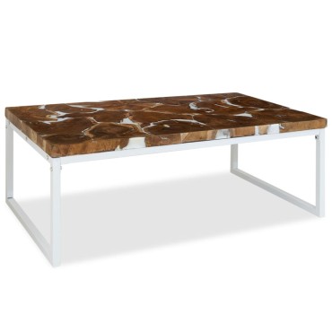 vidaXL Τραπεζάκι Σαλονιού 110x60x40cm από Ξύλο Teak και Ρητίνη 1 τεμ.