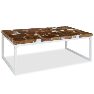 vidaXL Τραπεζάκι Σαλονιού 110x60x40cm από Ξύλο Teak και Ρητίνη 1 τεμ.