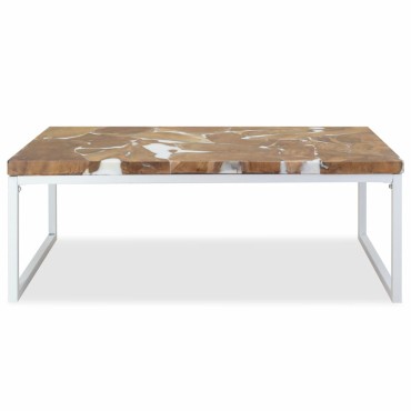 vidaXL Τραπεζάκι Σαλονιού 110x60x40cm από Ξύλο Teak και Ρητίνη 1 τεμ.