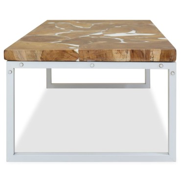 vidaXL Τραπεζάκι Σαλονιού 110x60x40cm από Ξύλο Teak και Ρητίνη 1 τεμ.