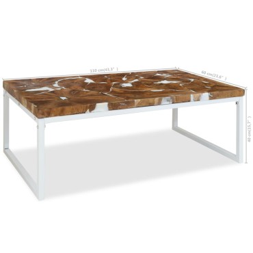vidaXL Τραπεζάκι Σαλονιού 110x60x40cm από Ξύλο Teak και Ρητίνη 1 τεμ.