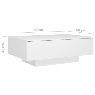vidaXL Τραπεζάκι Σαλονιού Λευκό 90x60x31cm από Επεξ. Ξύλο 1 τεμ.