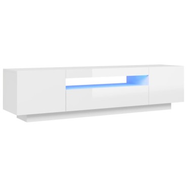 vidaXL Έπιπλο Τηλεόρασης με LED Γυαλιστερό Άσπρο 160x35x40cm