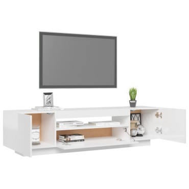 vidaXL Έπιπλο Τηλεόρασης με LED Γυαλιστερό Άσπρο 160x35x40cm
