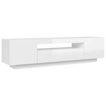 vidaXL Έπιπλο Τηλεόρασης με LED Γυαλιστερό Άσπρο 160x35x40cm