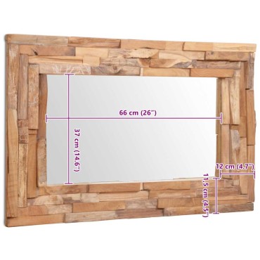 vidaXL Καθρέφτης Διακοσμητικός Ορθογώνιος 90 x 60 εκ. από Ξύλο Teak
