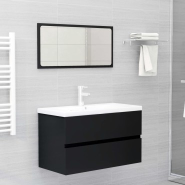 vidaXL Ντουλάπι Νιπτήρα Μαύρο 80x38,5x45cm από Επεξεργασμένο Ξύλο 1 τεμ.
